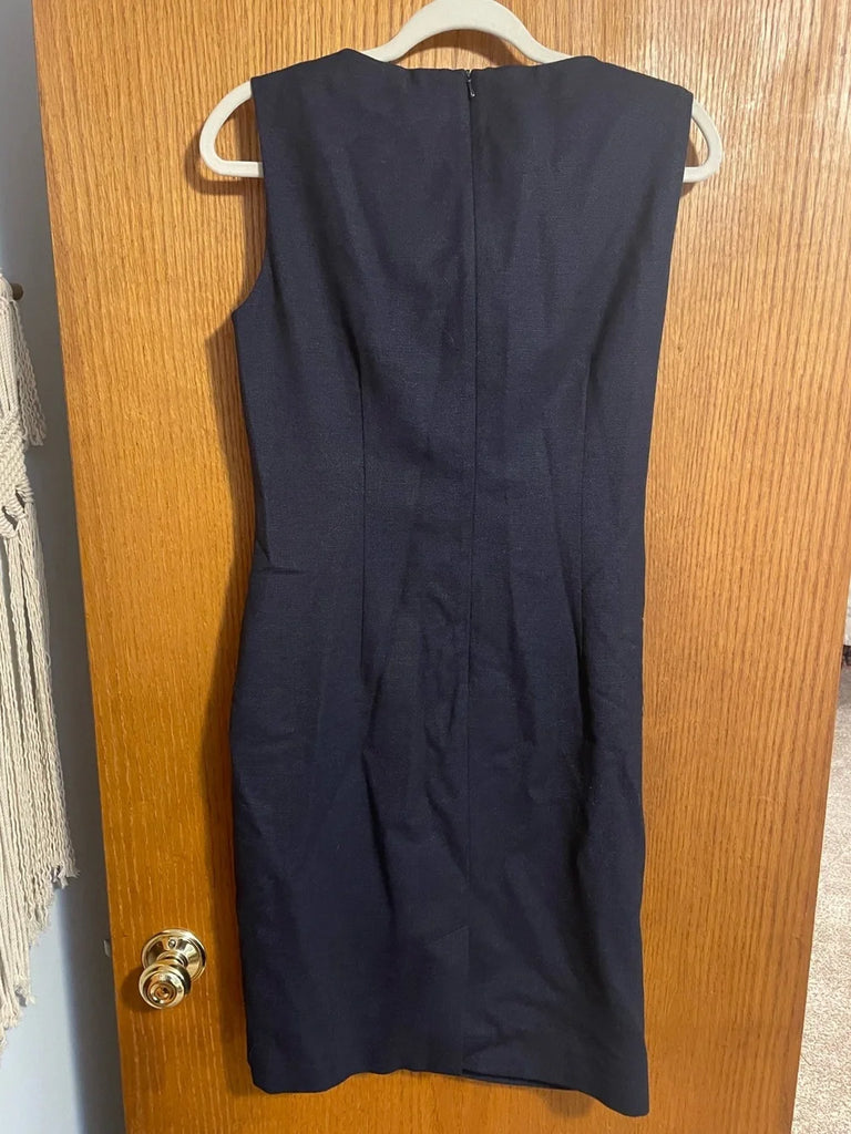 Max Mara ITALY. Charcoal Wool Sleeveless Midi Dress