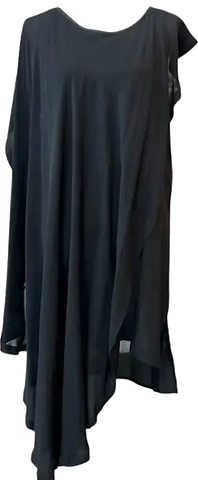 Valentino Garavani Italy.  Black Silk Front Ruffle Mini Dress