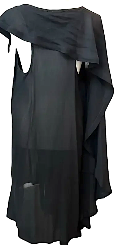 Ann Demeulemeester Belgium. Black Asymmetrical Draped Dress
