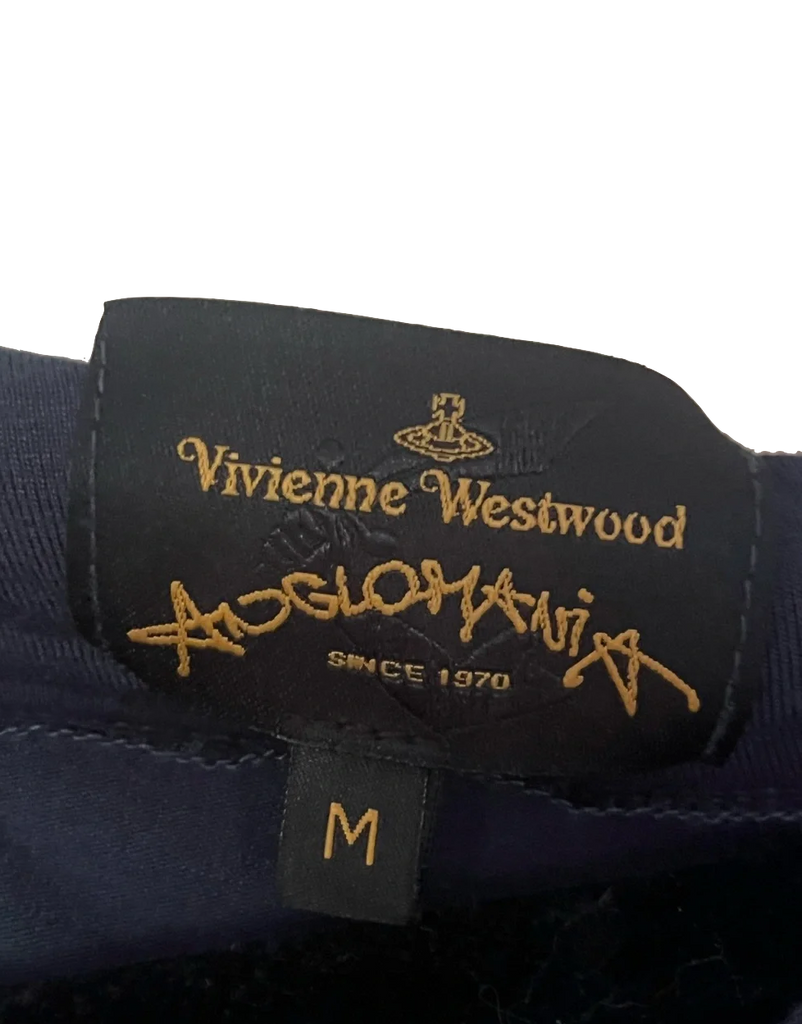 VIVIENNE WESTWOOD UK. ANGLOMANIA. Midnight Blue Draped Asymmetrical Dress