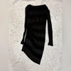 Maison Margiela Paris. Black Mesh Striped Midi Asymmetric Dress
