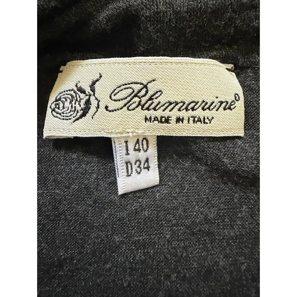 Blumarine Italy. ANNA MOLINARI.  Heather Gray Off-Shoulder Top Jeweled Brooch