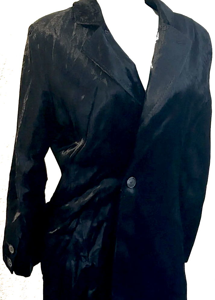 ANN DEMEULEMEESTER BELGIUM. Black Velvet/Cotton Blend Blazer