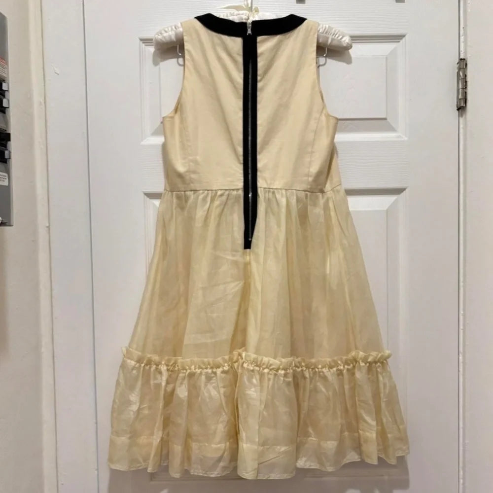 DOLCE & GABBANA ITALY. D&G. Cream Organza Dress w/Black Trim