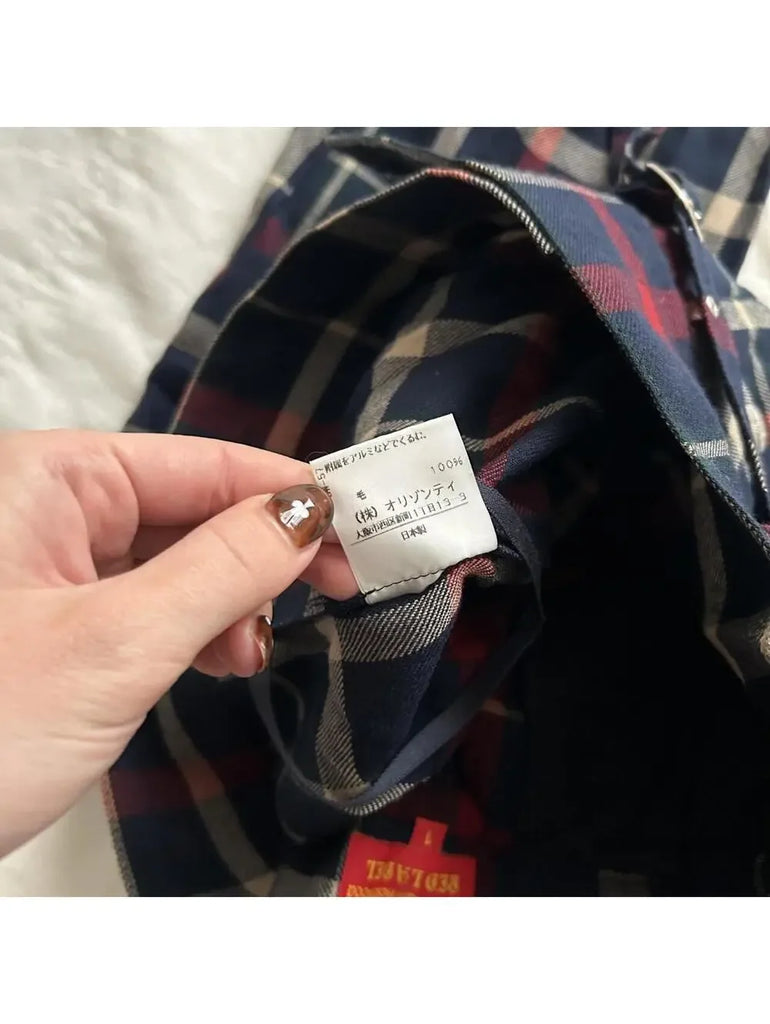 Vivienne Westwood UK. Red Label wool blend navy blue plaid trousers