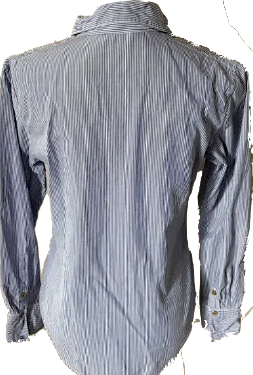 R by 45 RPM JAPAN. Ruffle Top Long Sleeve Pinstriped Blouse