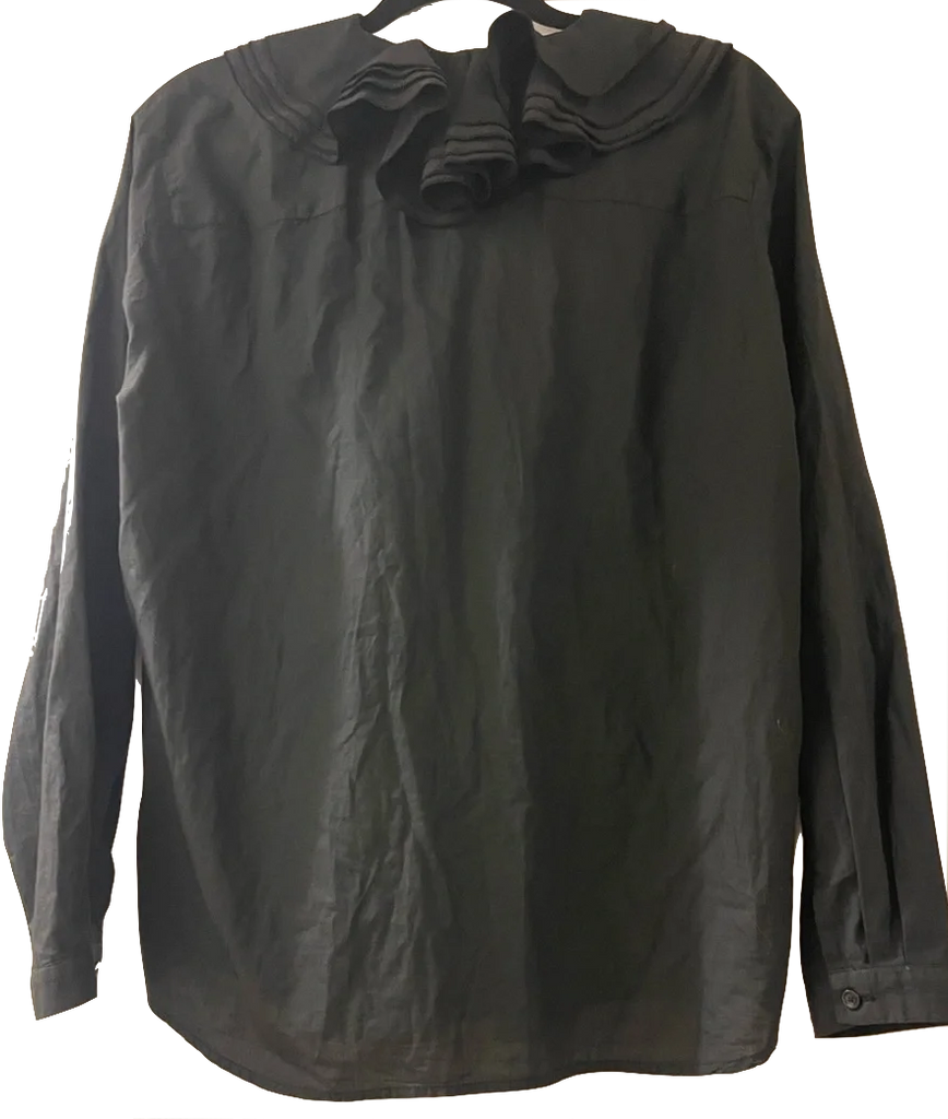 Acne Studios Stockholm. Vintage Charcoal Layered Ruffle Front Blouse