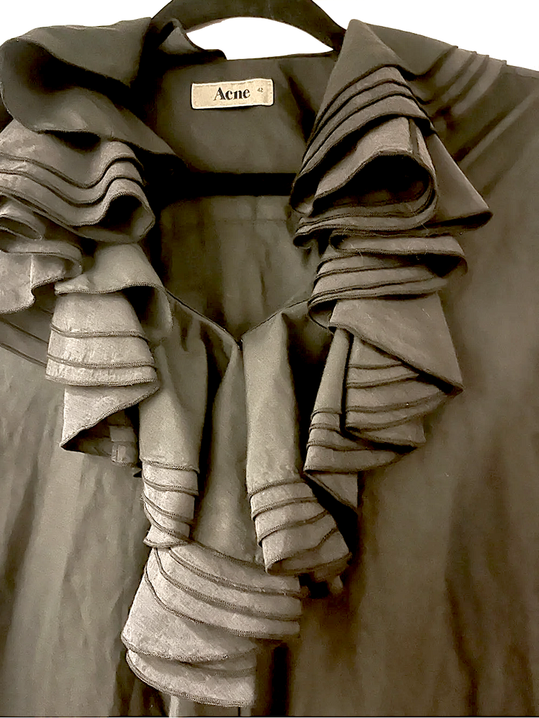 Acne Studios Stockholm. Vintage Charcoal Layered Ruffle Front Blouse