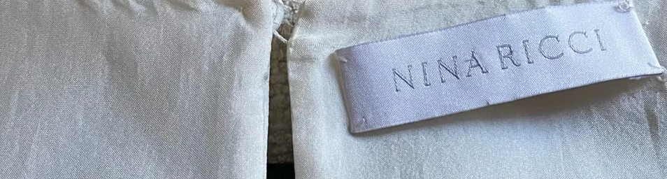 Nina Ricci Paris. White/Black Silk Sleeveless Cowl Neck Dress