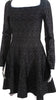Azzedine Alaia Paris. Vintage Black Metallic Knit Square Neck Mini Flare Dress