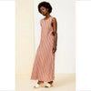Humanoid Amsterdam.Sleeveless boxy long wide pink stripe silky Sieko maxi dress