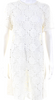 Chloe Paris. White Short Sleeve Crew Neck Lace Twill Shift Dress