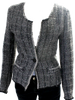 Isabel Marant Etoile Paris. Gray Knitted Boucle Raw-Hem One Button Jacket