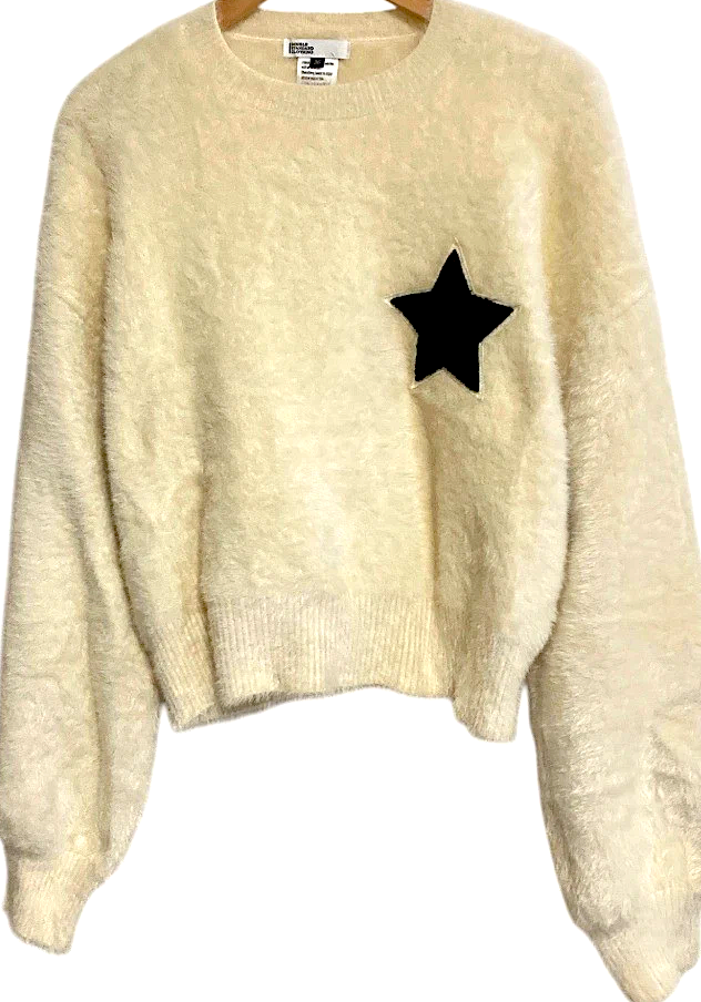 DOUBLE STANDARD CLOTHING JAPAN Ivory Shaggy Mole Knit Cropped Sweater