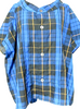 ISSEY MIYAKE JAPAN. ZUCCA Blue Black Check Pattern Asymmetrical Semi Sheer Shirt