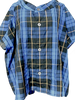 ISSEY MIYAKE JAPAN. ZUCCA Blue Black Check Pattern Asymmetrical Semi Sheer Shirt