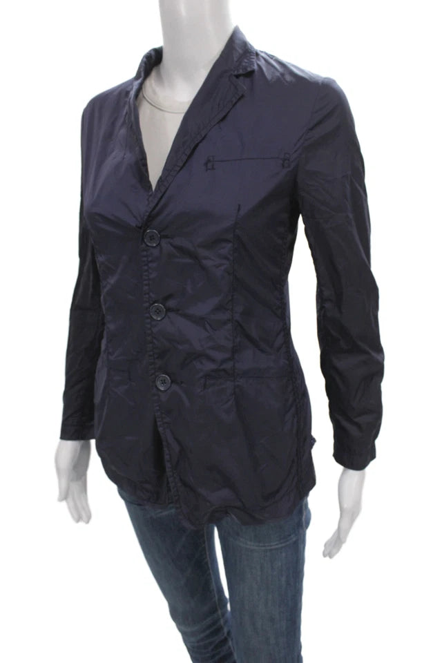 Comme Des Garcons JAPAN. Blue Nylon Button Long Sleeve Basic Jacket