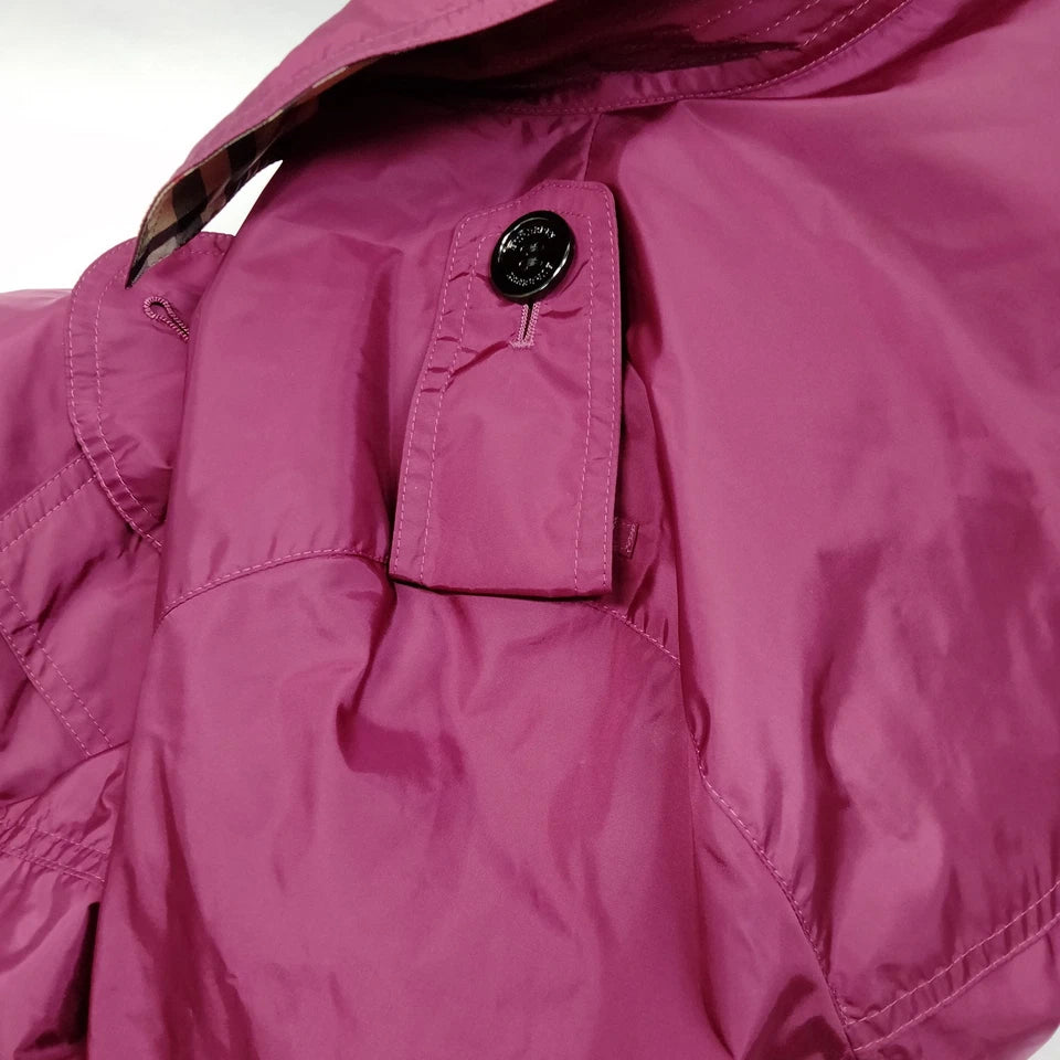 Burberry UK. Vintage Magenta Nylon Trench Coat