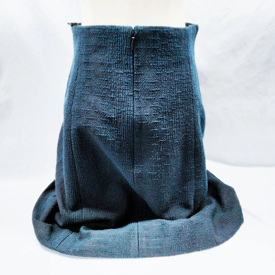 Chanel Paris. Navy Blue Chanel Pin Cotton/Nylon Skirt