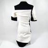 Balenciaga Paris. Black/White Rayon Polyurethane Acetate Dress Button Accents