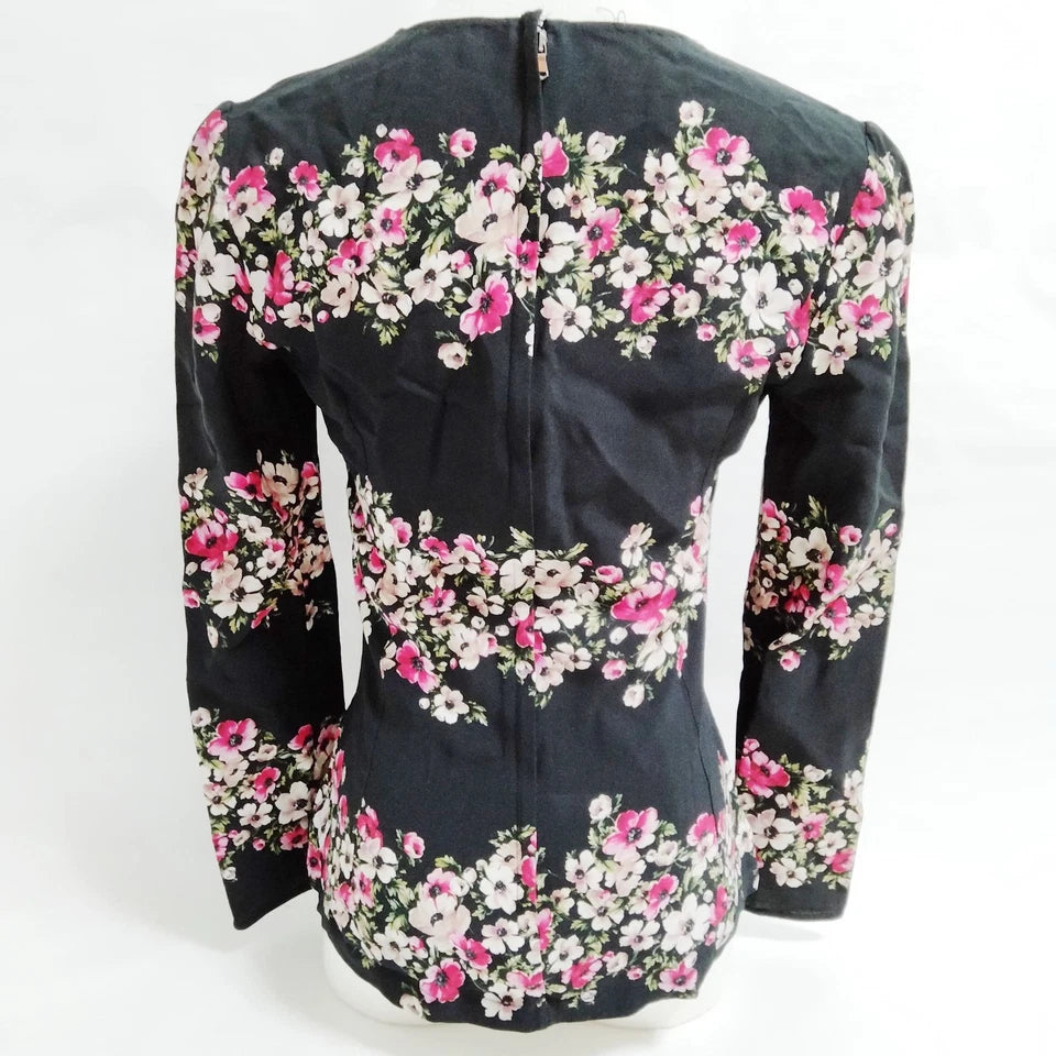 DOLCE&GABBANA ITALY. Black Rayon Floral Top