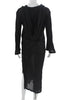 Solid & Striped NY. Black Cotton Kaftan Long Sleeve Cotton Tie Maxi Dress