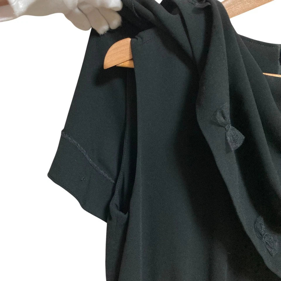 MUVEIL WORK JAPAN. Black Ribbon Cape Dress