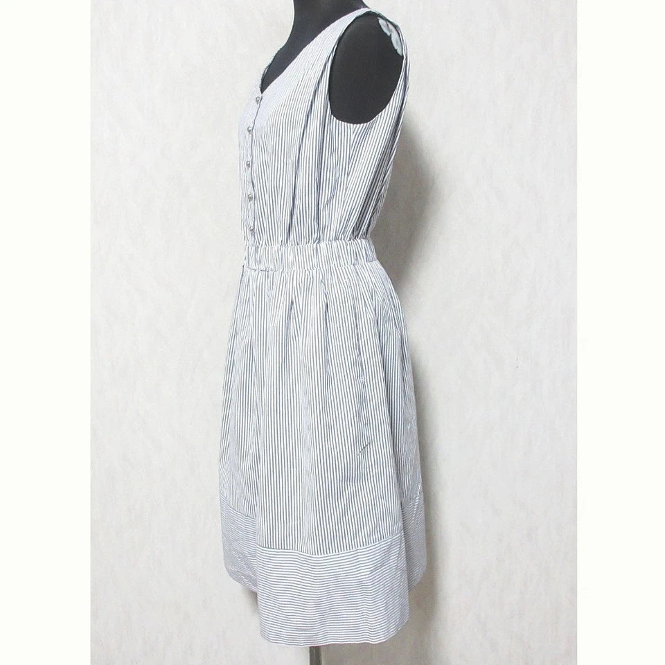 ef-de JAPAN. Cotton Sleeveless White/Navy Striped Dress