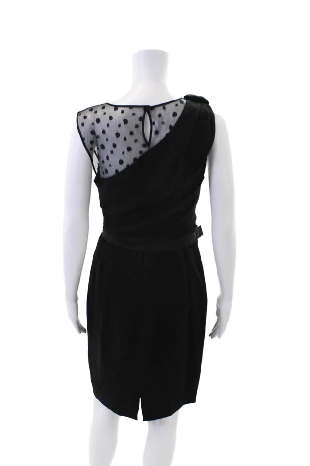 Max Mara Italy. Black Sleeveless Ruched Mid Calf Sheath Dress