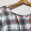 AS KNOW ANY WEAR JAPAN. Gray and Red Check Embroidered Long Sleeve Dress