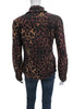 DONNA KARAN DKNY Jeans NY. Multi-Color  Animal Print Collared Long Sleeve Blouse