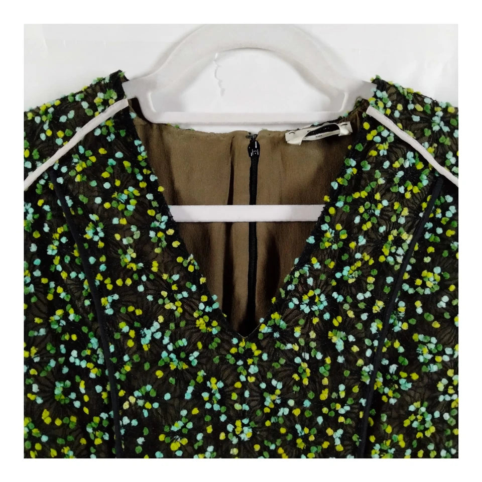 Fendi Italy. Black Abstract Print Nylon/Acrylic Blend Dress