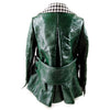 Marni Italy. Green Distressed Nylon/Houndstooth Pattern Collar Coat