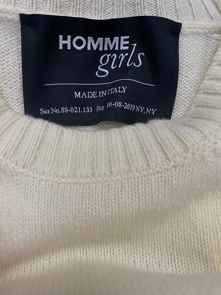 HommeGirls NEW W/TAGS. Beige Cashmere Wool Crewneck Sweater Top