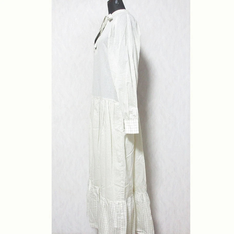 TELA graph JAPAN. Cotton/Silk Blend Off-White check dolman sleeve dress