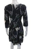 Marni Italy. Dark Blue Silk Floral Shift Dress, 3/4 Sleeve Knee
