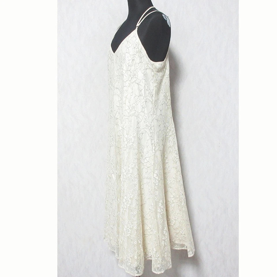 PROPORTION BODY DRESSING JAPAN. Back Ribbon Lace Ivory Color Cami Slip Dress