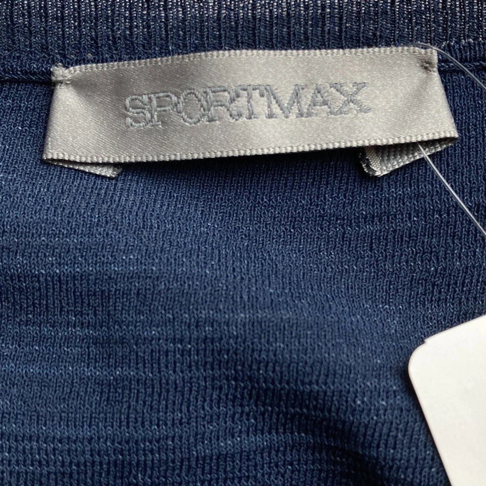 MAXMARA SPORTMAX ITALY.  Navy Cropped Knit Cardigan