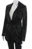 Donna Karan. Black Collared Button Cotton/Nylon Long Sleeve Blazer