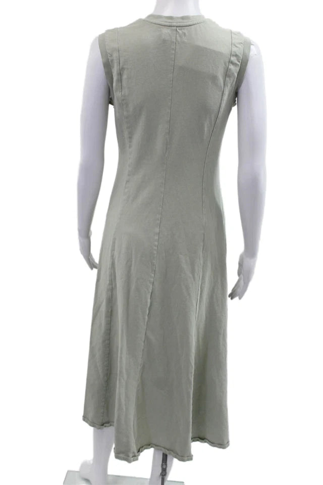 Calvin Klein NYC. Light Khaki Color Cotton Sleeveless Midi  A-Line Tank Dress