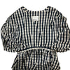 troisiemechaco Japan. Navy Check Rayon/Tencel Blend Gathered Blouse