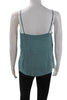 Nili Lotan NY. Teal Blue Pleated Detail Silk Spaghetti Strap Button Down Blouse