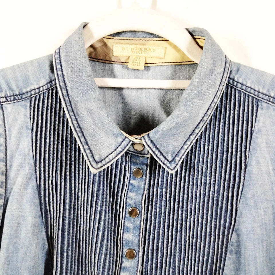 Burberry Brit UK. Cotton Belted Denim Sleeveless Dress