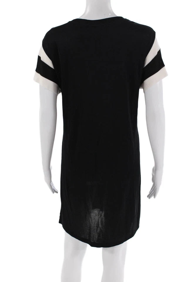 Rag & Bone NY. Black Knit Striped Short Sleeve Tee Shirt Dress