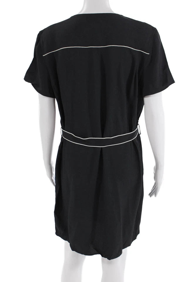 Rag & Bone NY. Black V-Neck Short Sleeve 100% Viscose Wrap Dress