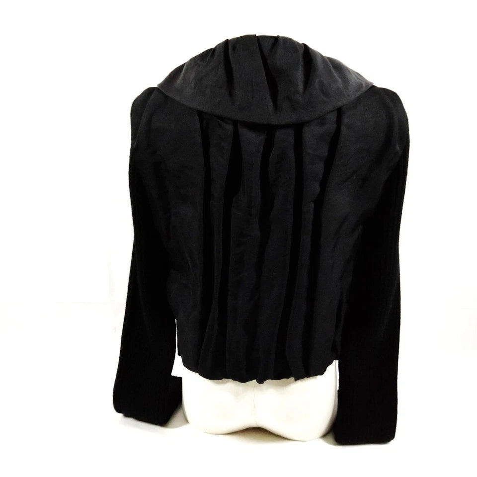 Lanvin Paris. Black Silk Zipper Top