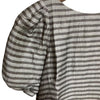 ADORE JAPAN. Grey Puff Sleeve Striped Linen Dress