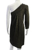 Gucci Italy. Black Silk Sheath Leopard Print Knee Length 3/4 Sleeve Dress