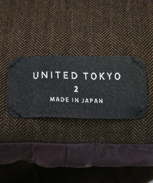 UNITED TOKYO JAPAN.  Brown Herringbone High Waisted Belted Pants