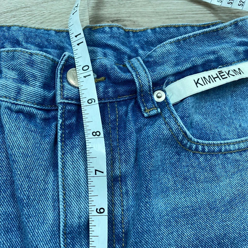 KIMHĒKIM Seoul/Paris. Designer High Rise Flare Denim Pants